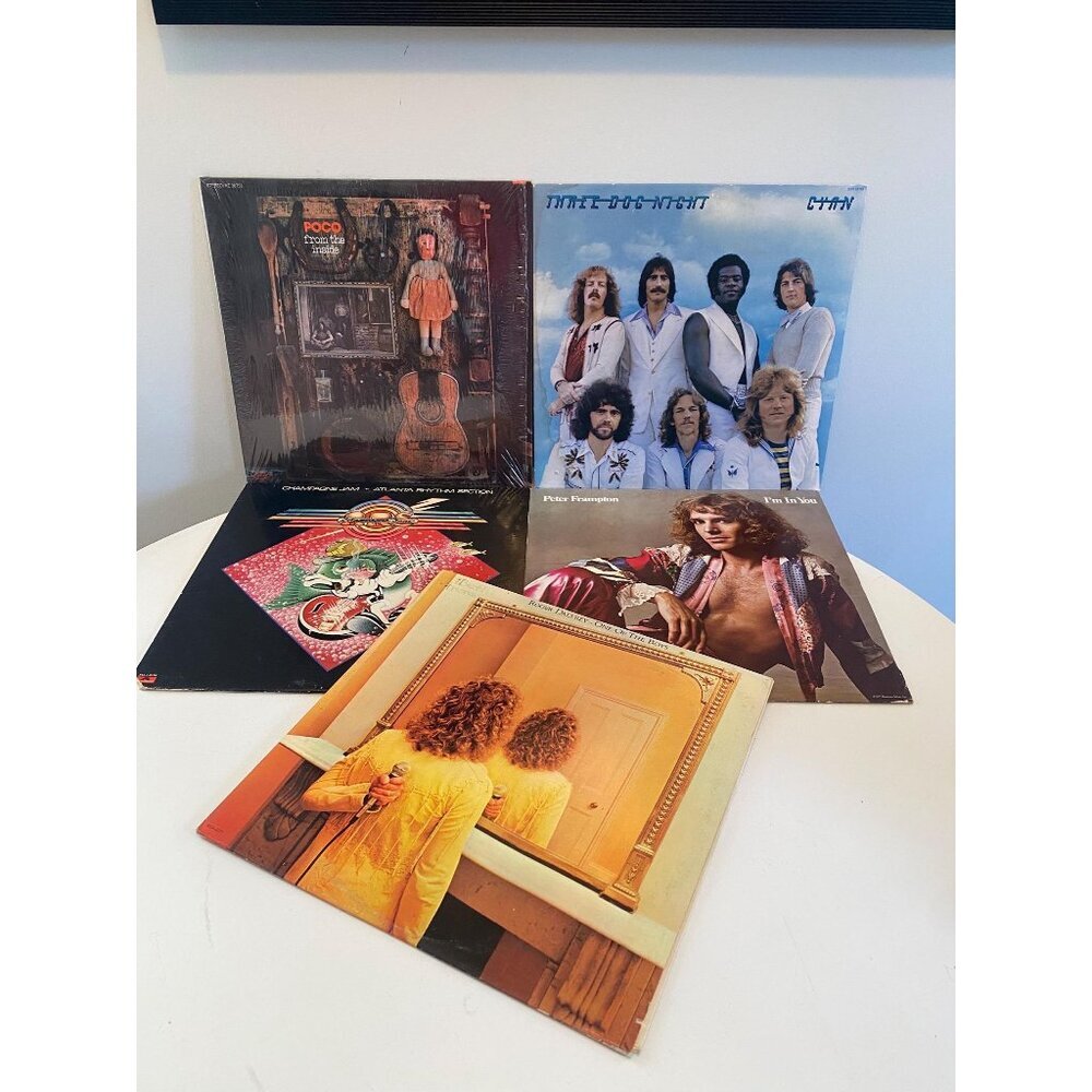 Lot of 5 Classic Rock Records, Poco, 3 Dog Night, Peter Frampton, Roger Daltrey